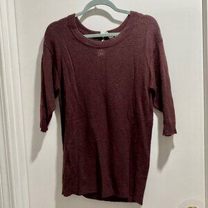 (3) Women Frenchi Burgundy Angora Wool Viscose Cut Out Long Boho Sweater Tunic S
